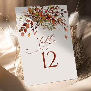 Table Numéro de tableau Mariage d'aquarelle d'automne