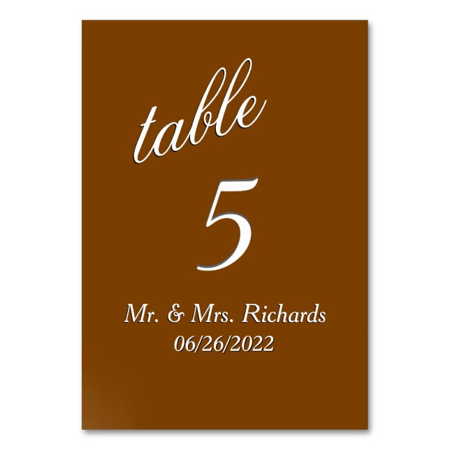 Table Numéro du tableau de chocolat (Par défaut)