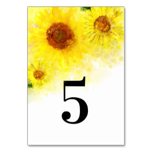 Table *~* NUMÉRO DU TABLEAU - Mariage de tournesol jaune