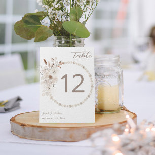 Table Perles et blanc Floral Beige 2 Numéro de tableau