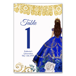 Table Robe Bleue Royale Quinceañera Couronne Numéro de t
