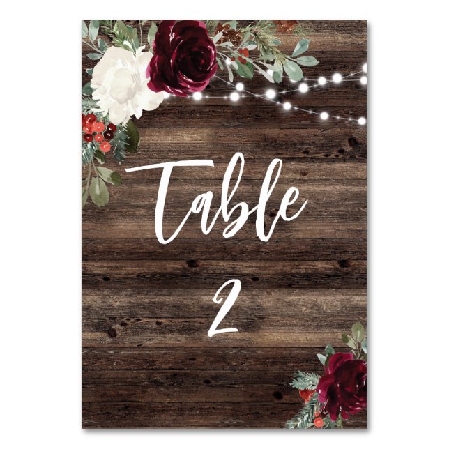Table Rustic Christmas Grange Wood Mariage Numéro de tab (Par défaut)