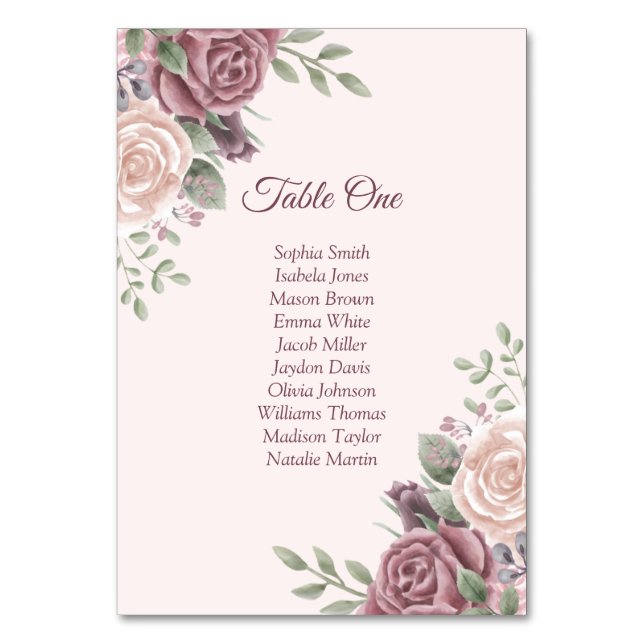 Table Rustique Boho Dusty Rose Floral rose Numéro de tab (Par défaut)