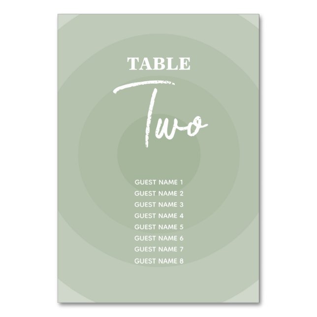 Table Sage Green Moderne Monogramme Mariage Numéro de ta (Par défaut)