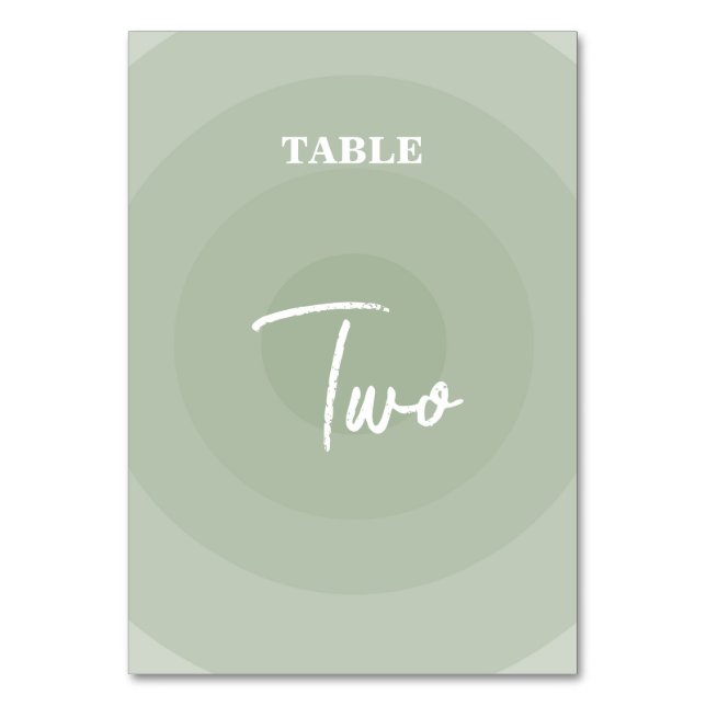 Table Sage Green Moderne Monogramme Mariage Numéro de ta (Par défaut)