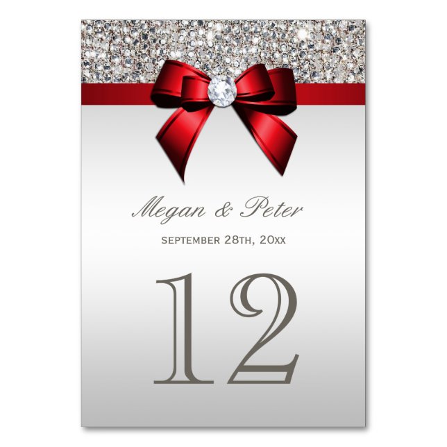 Table Séquences d'argent Rouge Bow Mariage Numéro de tab (Par défaut)