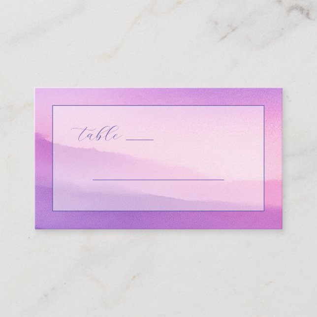 "TABLE" Serene Pink Purple Gradient Minimalist Platzkarte (Vorderseite)