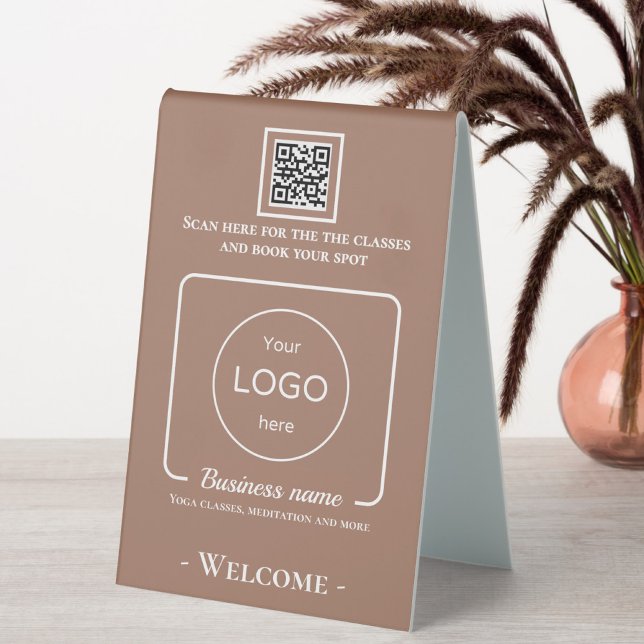 Table Sign Yoga Fitness Studio Logo qr Code Tischaufsteller (Von Creator hochgeladen)