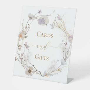 Table signe de carte de couronne de fleurs de prairie
