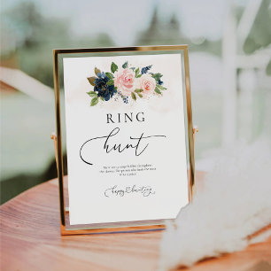 Table SIGNE DE CHASSE À Bague Fleurie Marine & Blush