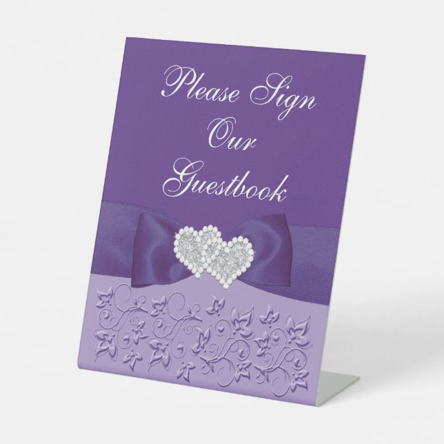 Table SIGNE DE Mariage Floral Blanc Violet IMPRIMÉ (Recto)