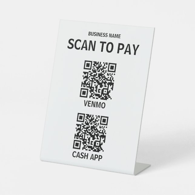 Table Signe de paiement de code QR sans contact, moderne (Recto)