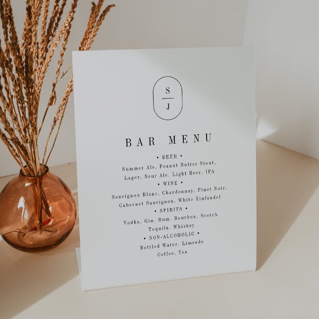 Table Signe du menu de la barre de Mariage neutre SHYLAH (SHYLAH Elegant Boho Neutral Wedding Bar Menu Sign)
