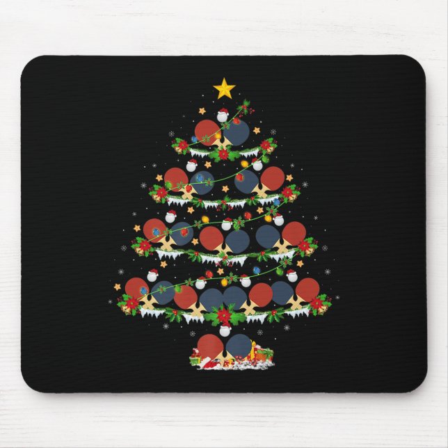 Table Tennis Christmas Tree Lights Srts Player Xma Mousepad (Vorne)