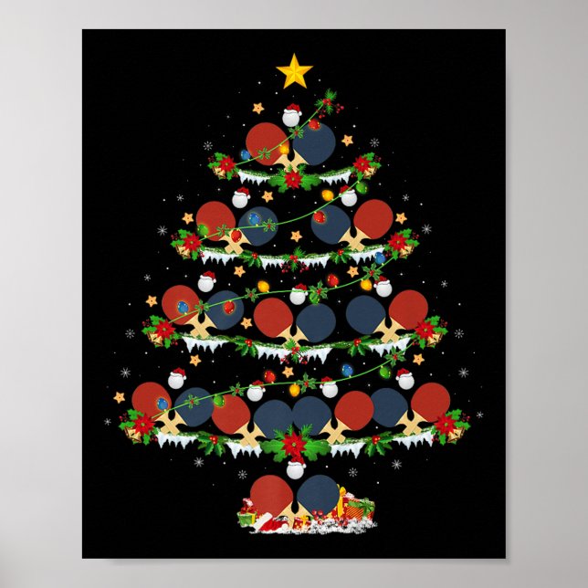 Table Tennis Christmas Tree Lights Srts Player Xma Poster (Vorne)