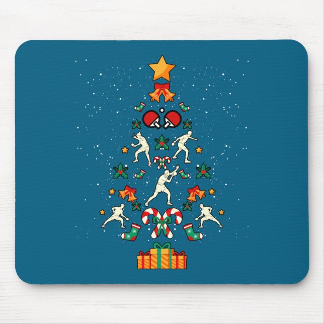 Table Tennis Ng Ng Player Christmas Tree Xmas Long Mousepad (Vorne)