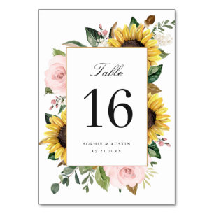 Table Tournesol Blush rose Floral Romantique Numéro de t
