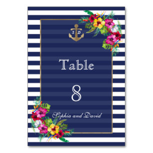Table Tropical Floral Luau Navy Stripes Numéro de tablea