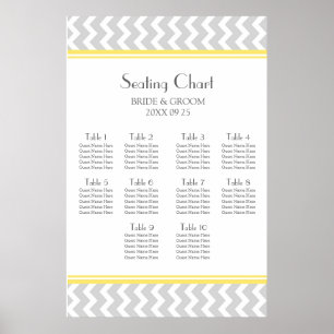 Tableau 10 Tables Chevron gris jaune