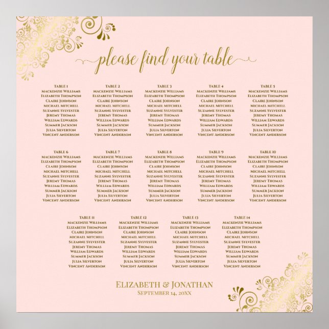 Tableau 14 Plat de Mariage rose et or (Devant)