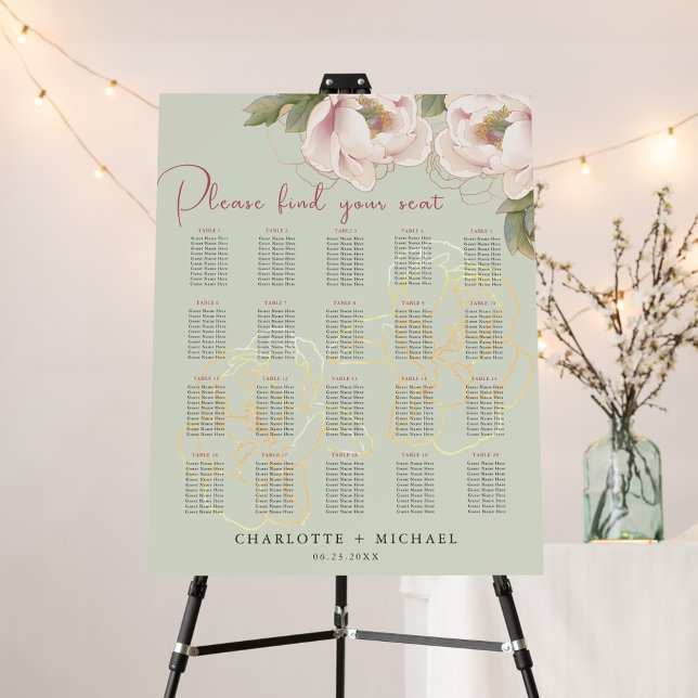 Tableau 20 Mariage floral flou et taille de table (Créateur téléchargé)