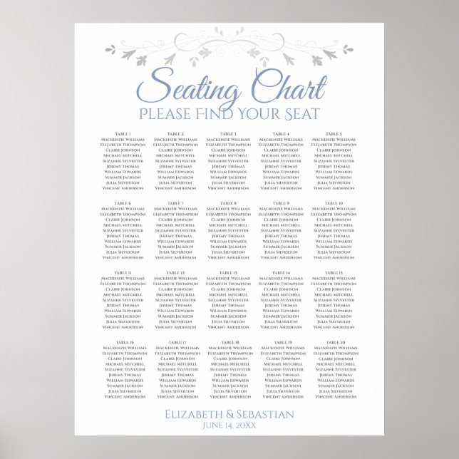 Tableau 20 Mariage simple bleu et gris (Devant)