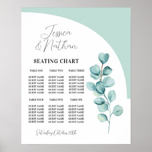 Tableau 6 Plan de siège Mariage Eucalyptus Feuille
