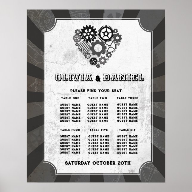 Tableau 6 Plan de siège Mariage Steampunk Mariage (Devant)