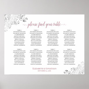 Tableau 8 Blanc et Rose Frilly Mariage Tableau de