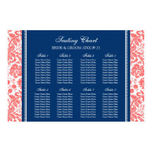 Tableau 8 Tables Coral Bleu Damas