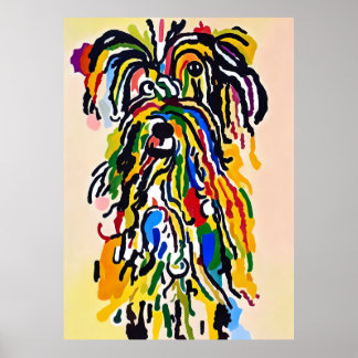 Tableau Abstrait coloré Shaggy Chien Portrait