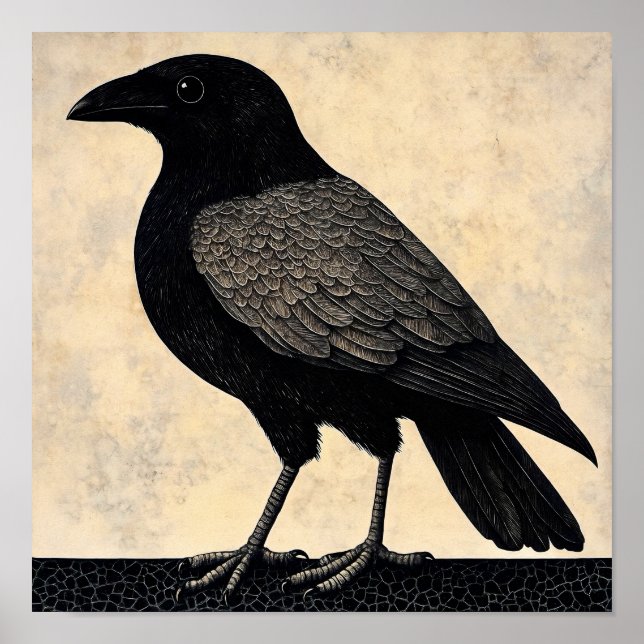 Tableau Abstrait d'oiseaux de corneille (Devant)