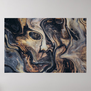 Tableau abstrait noir, marron et gris