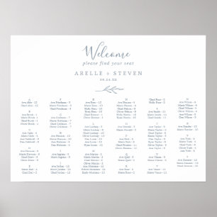 Tableau alphabétique bleu à feuilles minimales