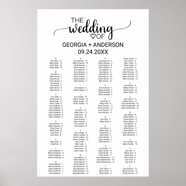 Tableau alphabétique noir simple (Devant)