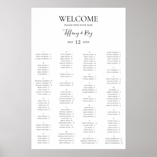 Tableau alphabétique simple et élégant (Devant)