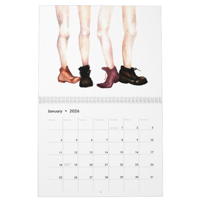 Tableau aquarelle Calendrier personnalisé (Jan 2026)
