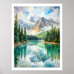 Tableau aquarelle du parc national Jasper