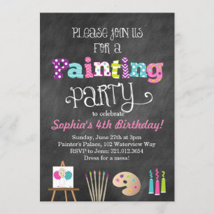 Tableau Art Party Chalkboard Style Invitation