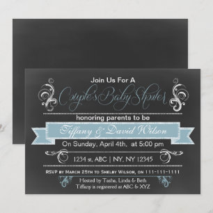 tableau bleu Baby shower Invitation du couple