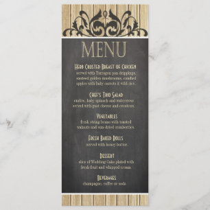 Tableau blond en bois rustique du menu   de dîner