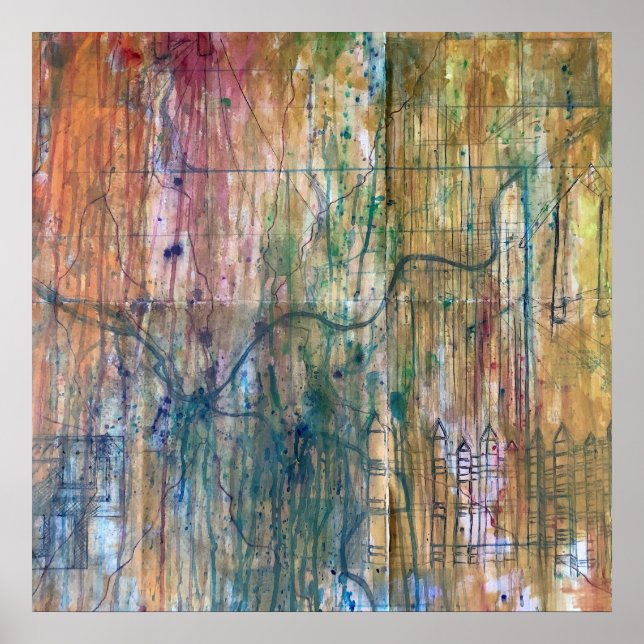 Tableau Carte Abstraite de Pittsburgh (Devant)