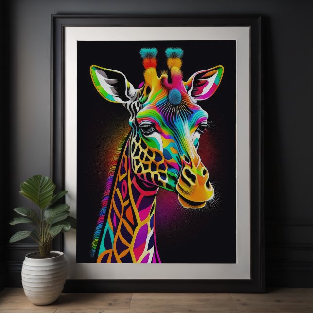 Tableau coloré Abstrait d'une girafe 2:3 (Créateur téléchargé)