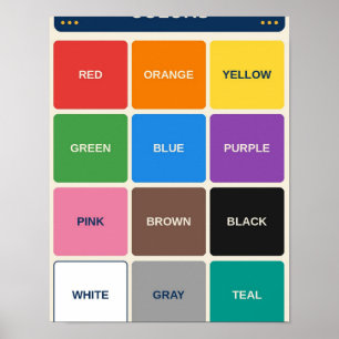 Tableau d'apprentissage des couleurs pour la salle