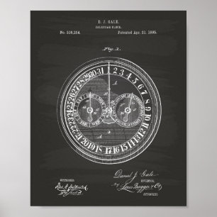 Tableau d'art de brevet de l'horloge 1885 de