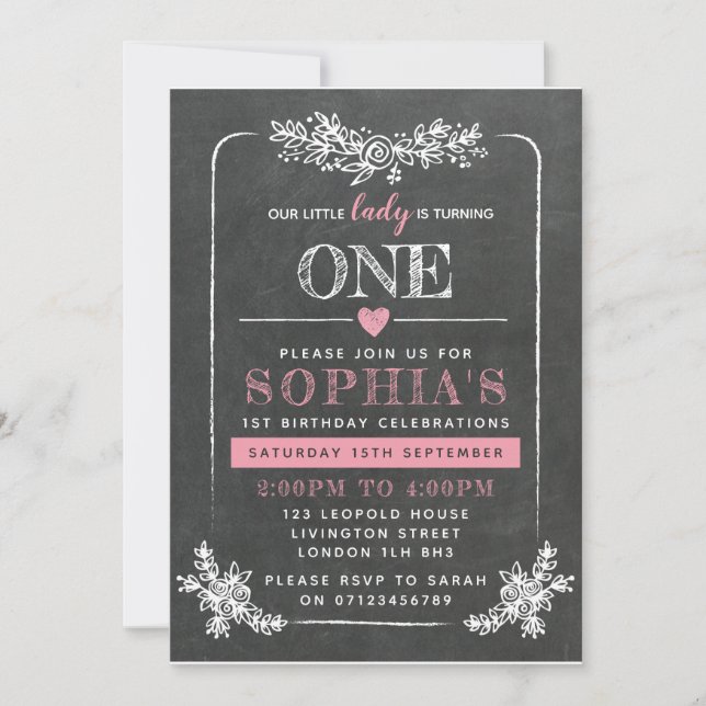 Tableau de bord 1er anniversaire Invitation (Devant)