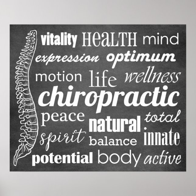 Tableau de bord de collage de mots chiropratique (Devant)