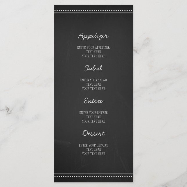 Tableau de bord du menu mariage (Devant)