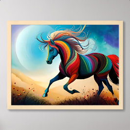 tableau de cheval course coloré illuminé la nuit d