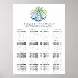 Tableau de disposition de mariage 16 tables cloche